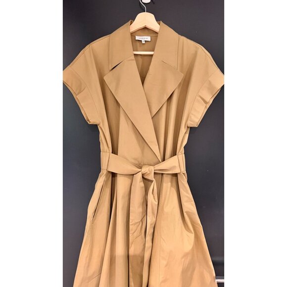 NEW LAFAYETTE 148 NEW YORK BELTED ORGANIC COTTON POPLIN WRAP DRESS Size M - Picture 3 of 8